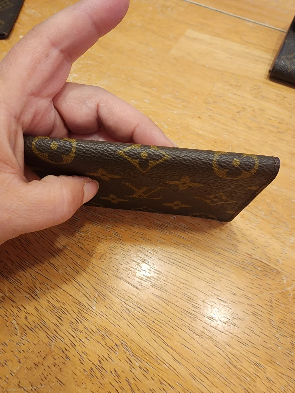 Louis Vuitton Mono Wallet Card Pass Case, designed with a brown monogram canvas